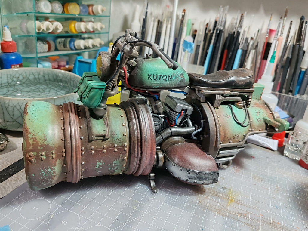 custom 1/6 Cyberpunk wastland resin Steam motorcycle figure 30cm