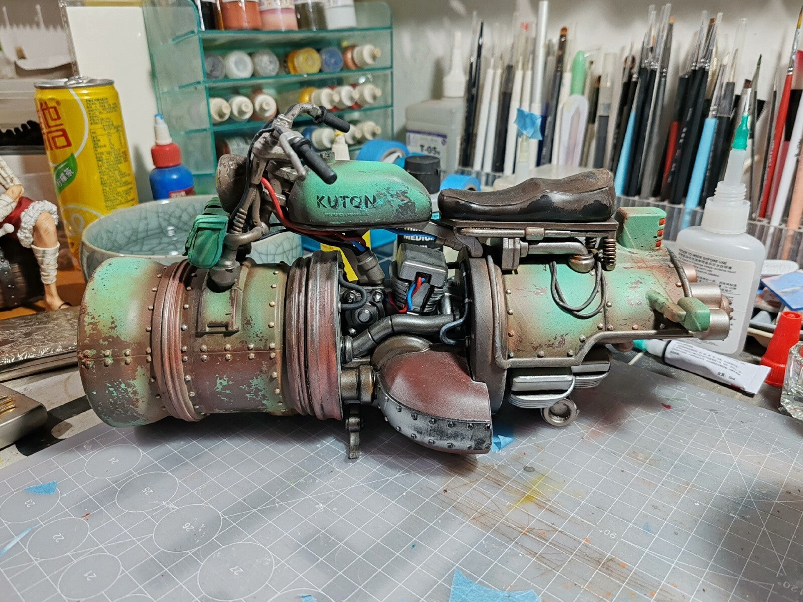 custom 1/6 Cyberpunk wastland resin Steam motorcycle figure 30cm