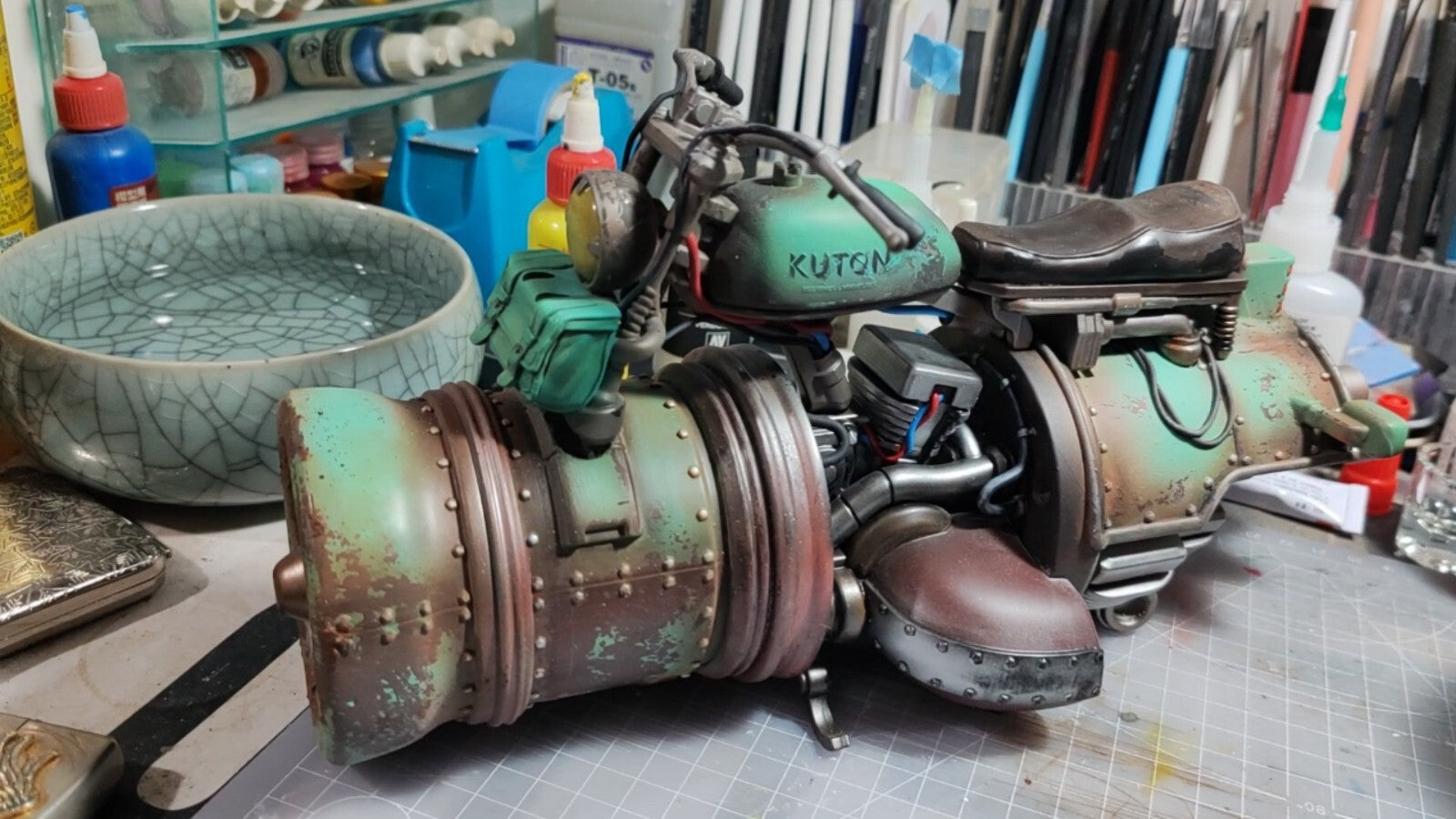 custom 1/6 Cyberpunk wastland resin Steam motorcycle figure 30cm