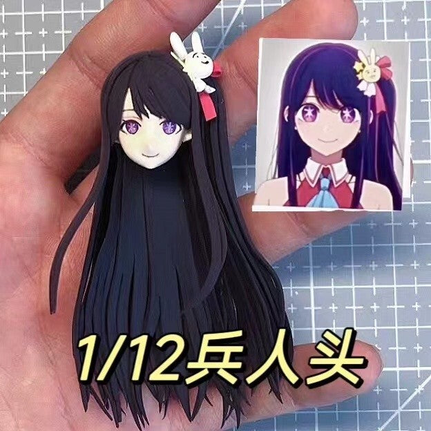 custom 1/12  cartoon Japanese animation girl head for    6 inch shf  figure