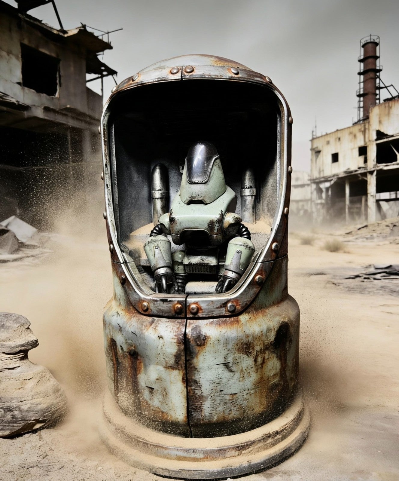 custom   1/6  Cyberpunk wastland  fallout  resin robber and shelter  40cm